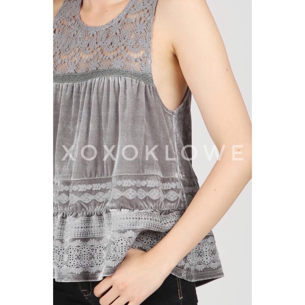 POL Velvet & Lace Gathered Cami Blouse